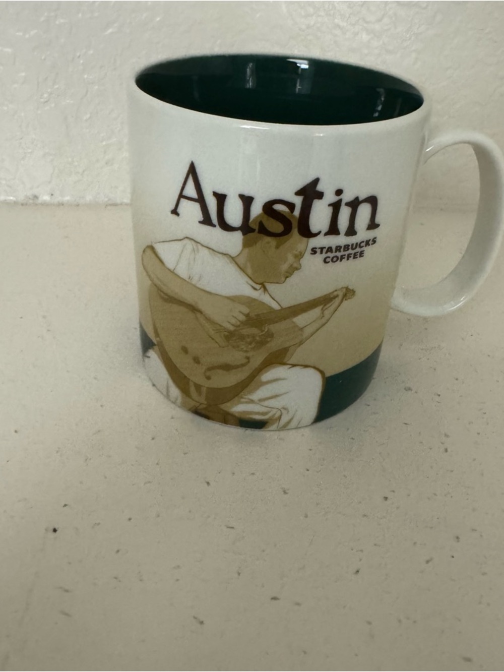 Starbucks‎ Austin Ceramic Coffee Mug - White and Dark Green